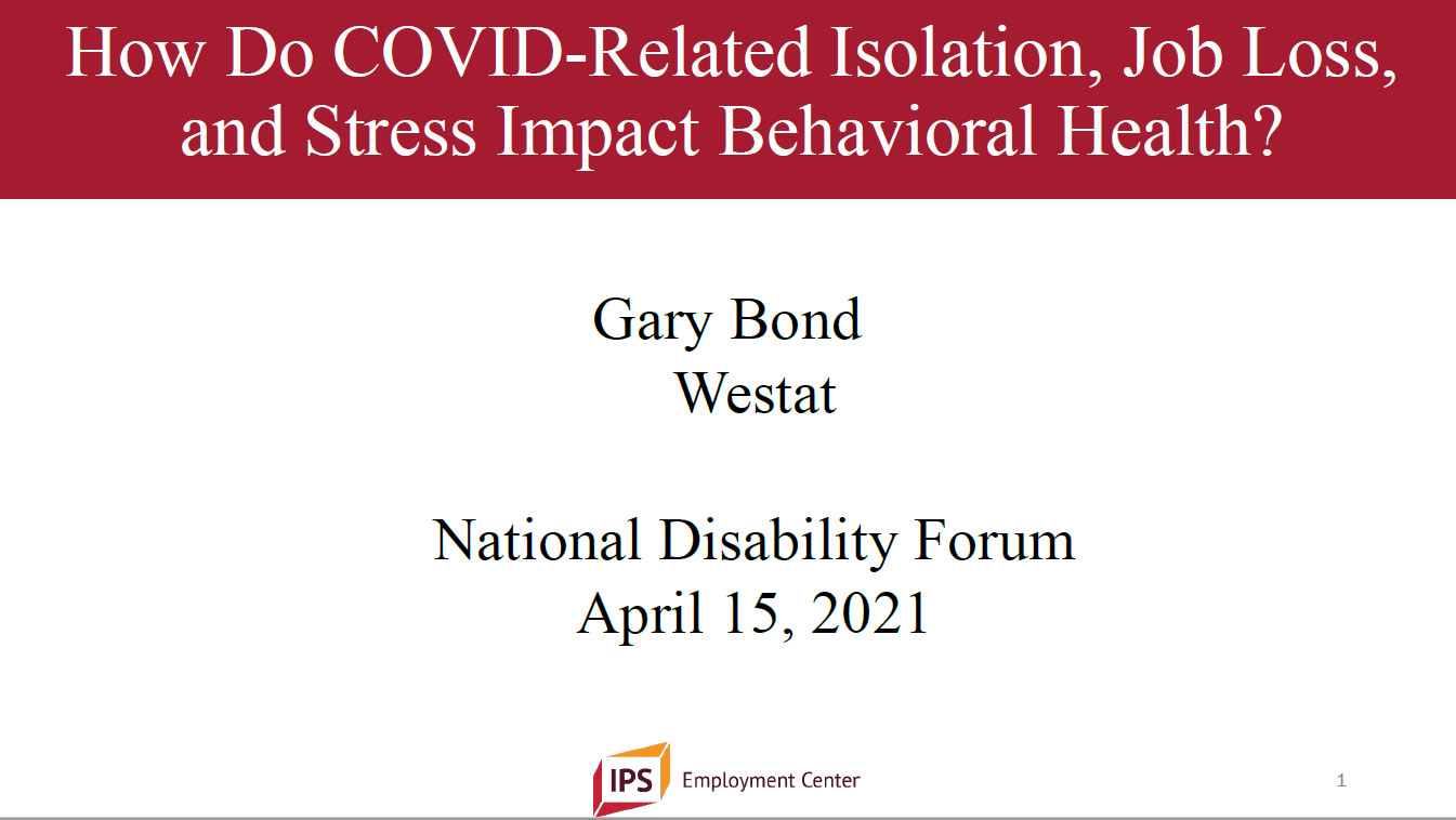 COVID-19, Unemployment, and Behavioral Health